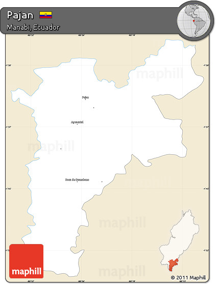 Classic Style Simple Map of Pajan, single color outside
