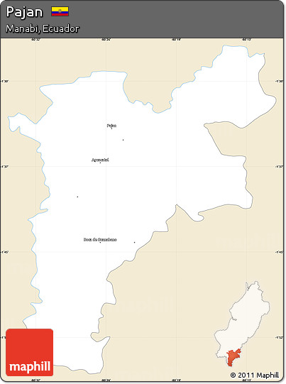 Classic Style Simple Map of Pajan, single color outside