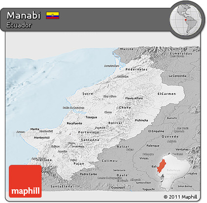 Gray Panoramic Map of Manabi