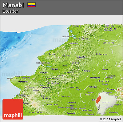 Physical Panoramic Map of Manabi