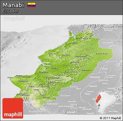Physical Panoramic Map of Manabi, lighten, desaturated