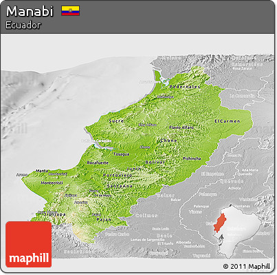 Physical Panoramic Map of Manabi, lighten, desaturated
