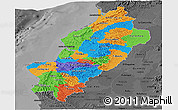 Political Panoramic Map of Manabi, darken, desaturated
