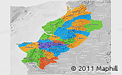 Political Panoramic Map of Manabi, lighten, desaturated