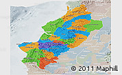 Political Panoramic Map of Manabi, lighten, semi-desaturated