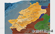 Political Shades Panoramic Map of Manabi, darken