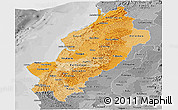 Political Shades Panoramic Map of Manabi, desaturated