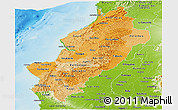 Political Shades Panoramic Map of Manabi, physical outside
