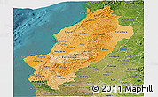 Political Shades Panoramic Map of Manabi, satellite outside