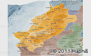 Political Shades Panoramic Map of Manabi, semi-desaturated