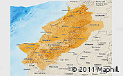 Political Shades Panoramic Map of Manabi, shaded relief outside