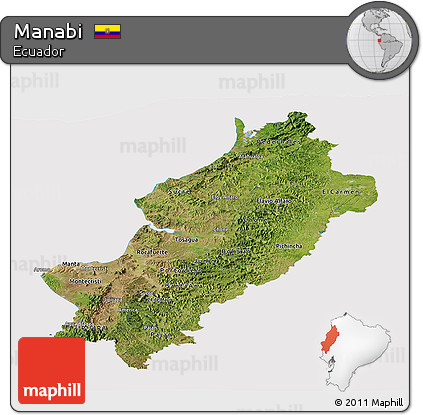 Satellite Panoramic Map of Manabi, cropped outside