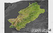 Satellite Panoramic Map of Manabi, darken, desaturated