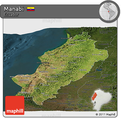 Satellite Panoramic Map of Manabi, darken