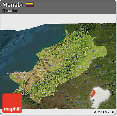 Satellite Panoramic Map of Manabi, darken