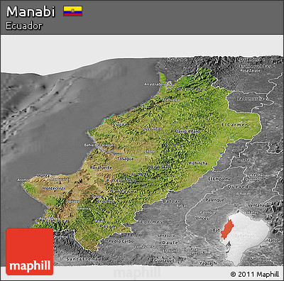 Satellite Panoramic Map of Manabi, desaturated