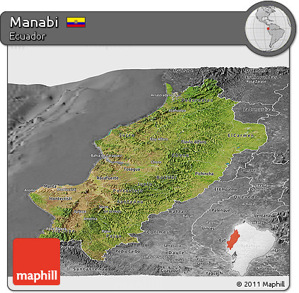 Satellite Panoramic Map of Manabi, desaturated
