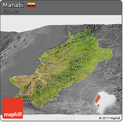 Satellite Panoramic Map of Manabi, desaturated