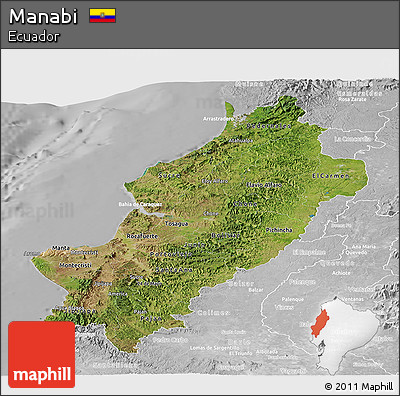 Satellite Panoramic Map of Manabi, lighten, desaturated