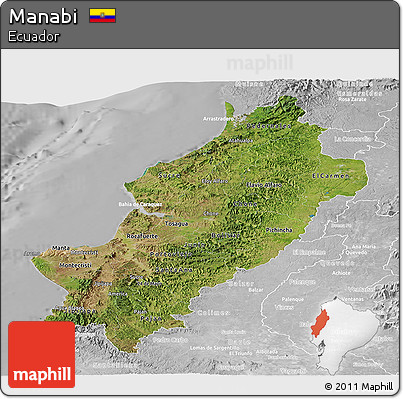 Satellite Panoramic Map of Manabi, lighten, desaturated