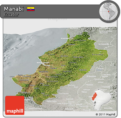 Satellite Panoramic Map of Manabi, lighten, semi-desaturated