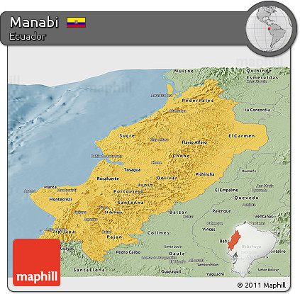 Savanna Style Panoramic Map of Manabi
