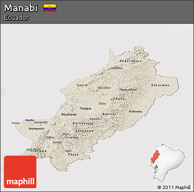 Shaded Relief Panoramic Map of Manabi, cropped outside
