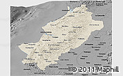 Shaded Relief Panoramic Map of Manabi, darken, desaturated