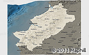 Shaded Relief Panoramic Map of Manabi, darken