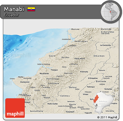 Shaded Relief Panoramic Map of Manabi