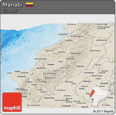 Shaded Relief Panoramic Map of Manabi
