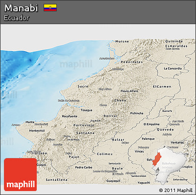 Shaded Relief Panoramic Map of Manabi