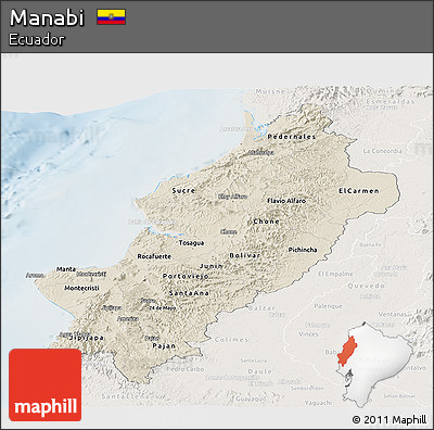 Shaded Relief Panoramic Map of Manabi, lighten