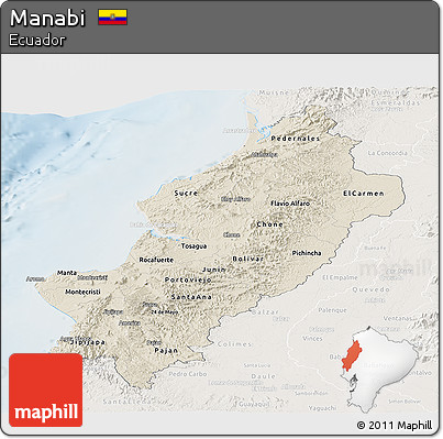 Shaded Relief Panoramic Map of Manabi, lighten