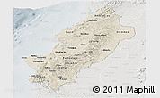 Shaded Relief Panoramic Map of Manabi, lighten, semi-desaturated