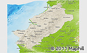 Shaded Relief Panoramic Map of Manabi, physical outside
