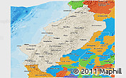 Shaded Relief Panoramic Map of Manabi, political outside
