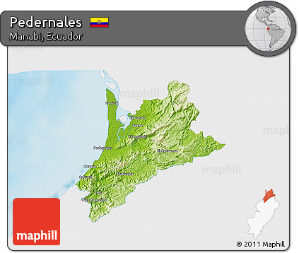 Physical 3D Map of Pedernales, single color outside