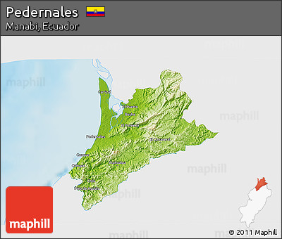 Physical 3D Map of Pedernales, single color outside