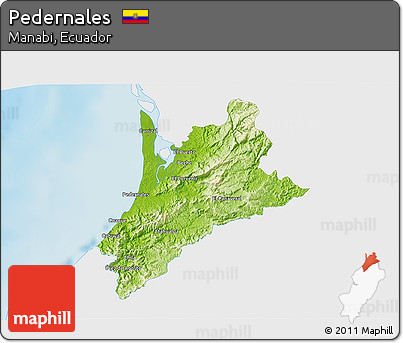 Physical 3D Map of Pedernales, single color outside