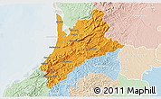 Political 3D Map of Pedernales, lighten