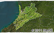 Satellite 3D Map of Pedernales, darken
