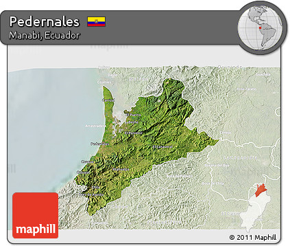 Satellite 3D Map of Pedernales, lighten