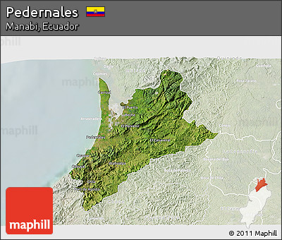 Satellite 3D Map of Pedernales, lighten