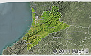 Satellite 3D Map of Pedernales, semi-desaturated