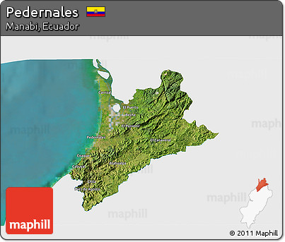 Satellite 3D Map of Pedernales, single color outside