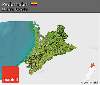 Satellite 3D Map of Pedernales, single color outside