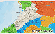Shaded Relief 3D Map of Pedernales, political outside