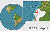 Satellite Location Map of Pedernales, highlighted country