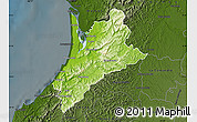Physical Map of Pedernales, darken